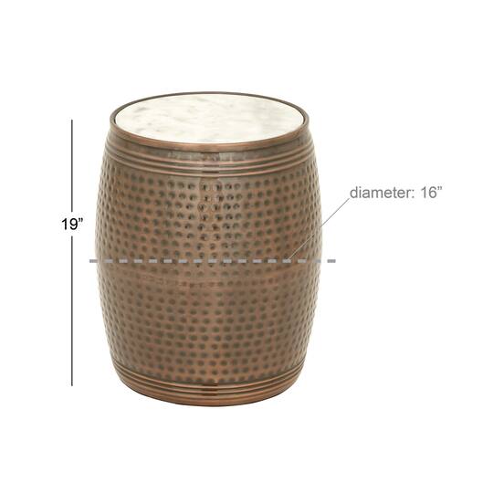 Brown Iron & Marble Industrial Accent Table